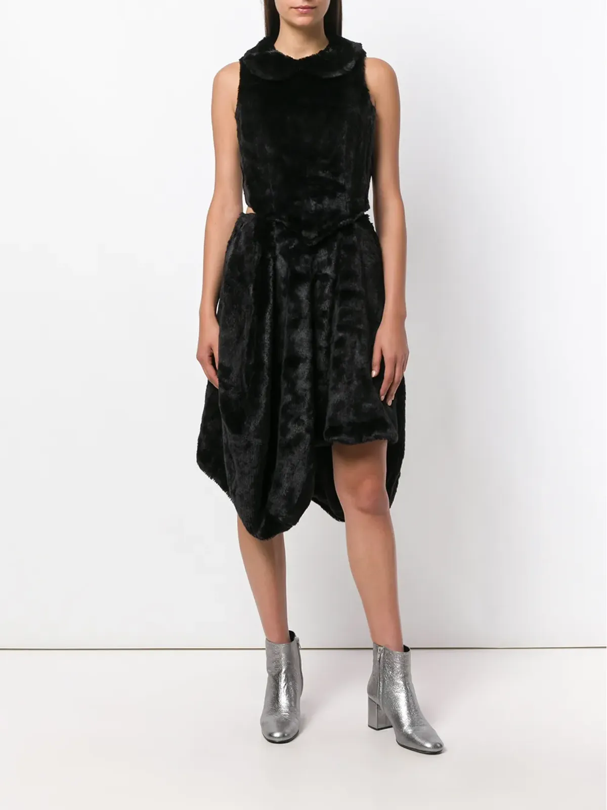 Comme Des Garçons Pre-Owned 2000s フェイクファー カットアウト ドレス - ブラック - 画像2