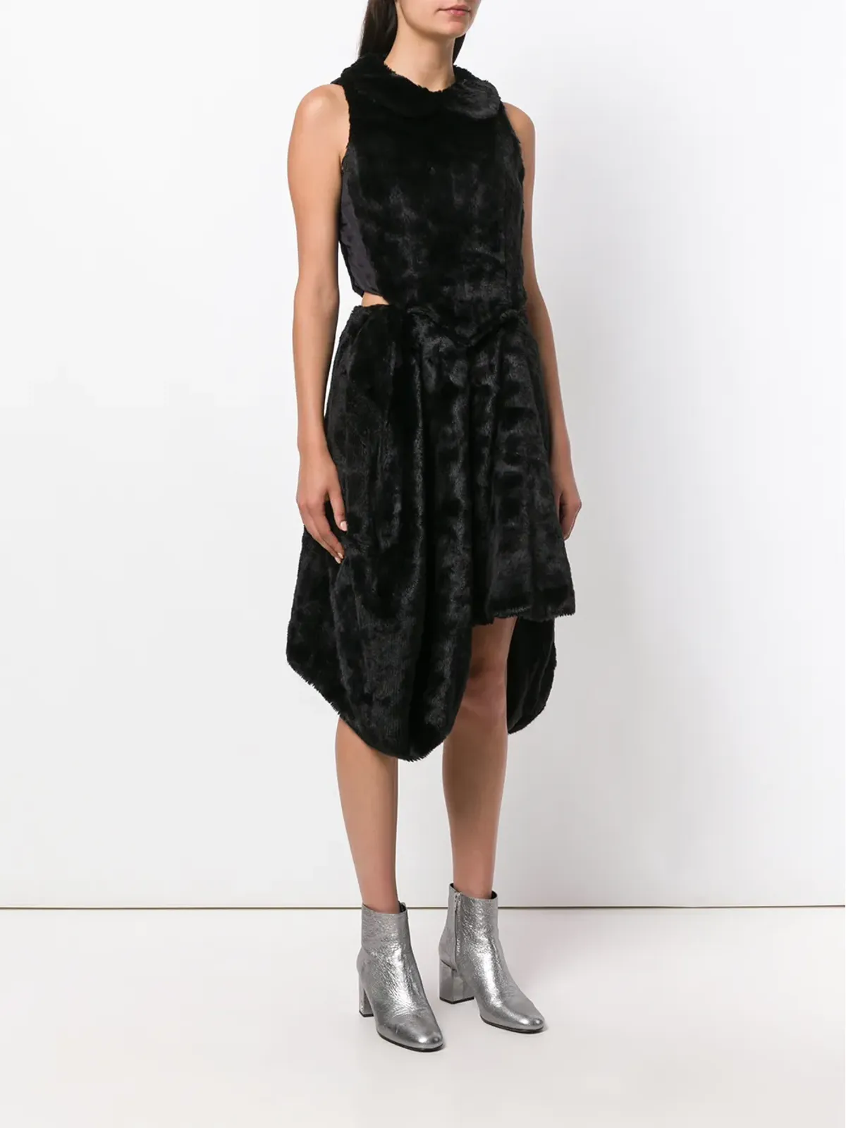 Comme Des Garçons Pre-Owned 2000s フェイクファー カットアウト ドレス - ブラック - 画像3