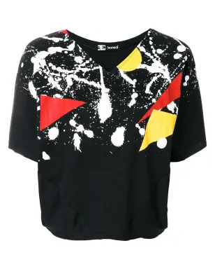 Kansai Yamamoto Pre-Owned 1980年代 ペイントスプラッタプリント Tシャツ - ブラック - サムネイル1