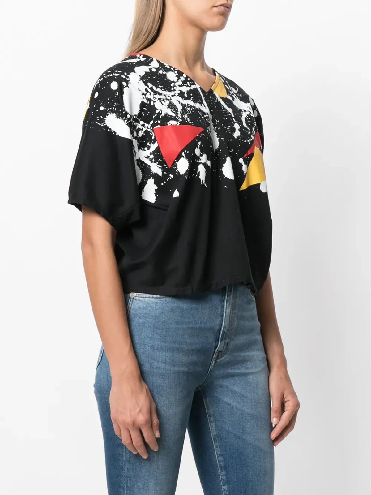 Kansai Yamamoto Pre-Owned 1980年代 ペイントスプラッタプリント Tシャツ - ブラック - 画像3