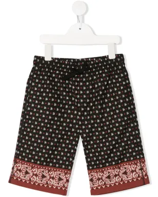 Dolce & Gabbana Kids ペイズリードローコードショーツ ブラック - サムネイル1