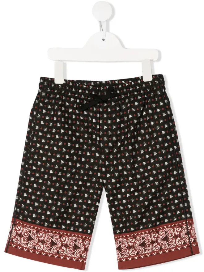 Dolce & Gabbana Kids Dolce & Gabbana Kids ペイズリードローコードショーツ ブラックの商品画像