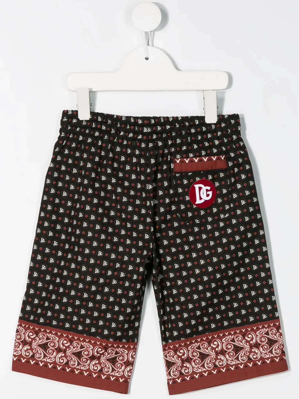 Dolce & Gabbana Kids ペイズリードローコードショーツ ブラック - 画像2
