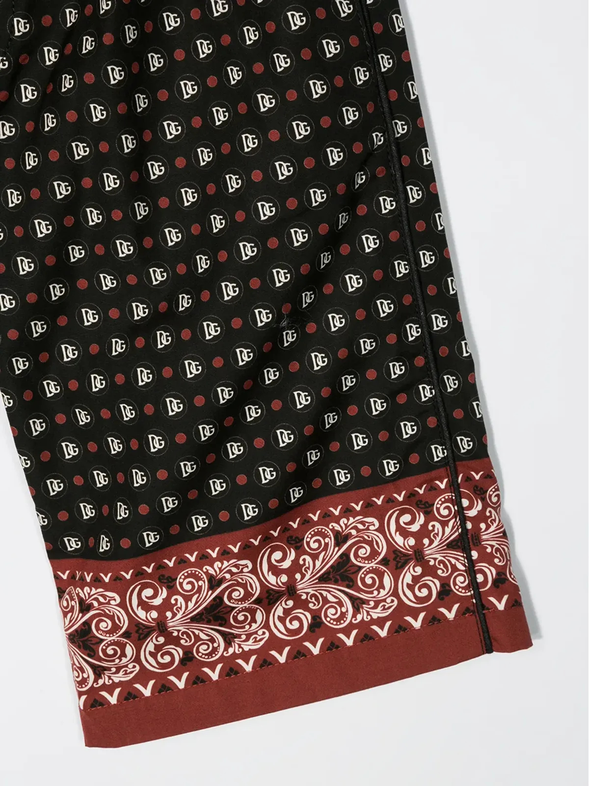 Dolce & Gabbana Kids ペイズリードローコードショーツ ブラック - 画像3