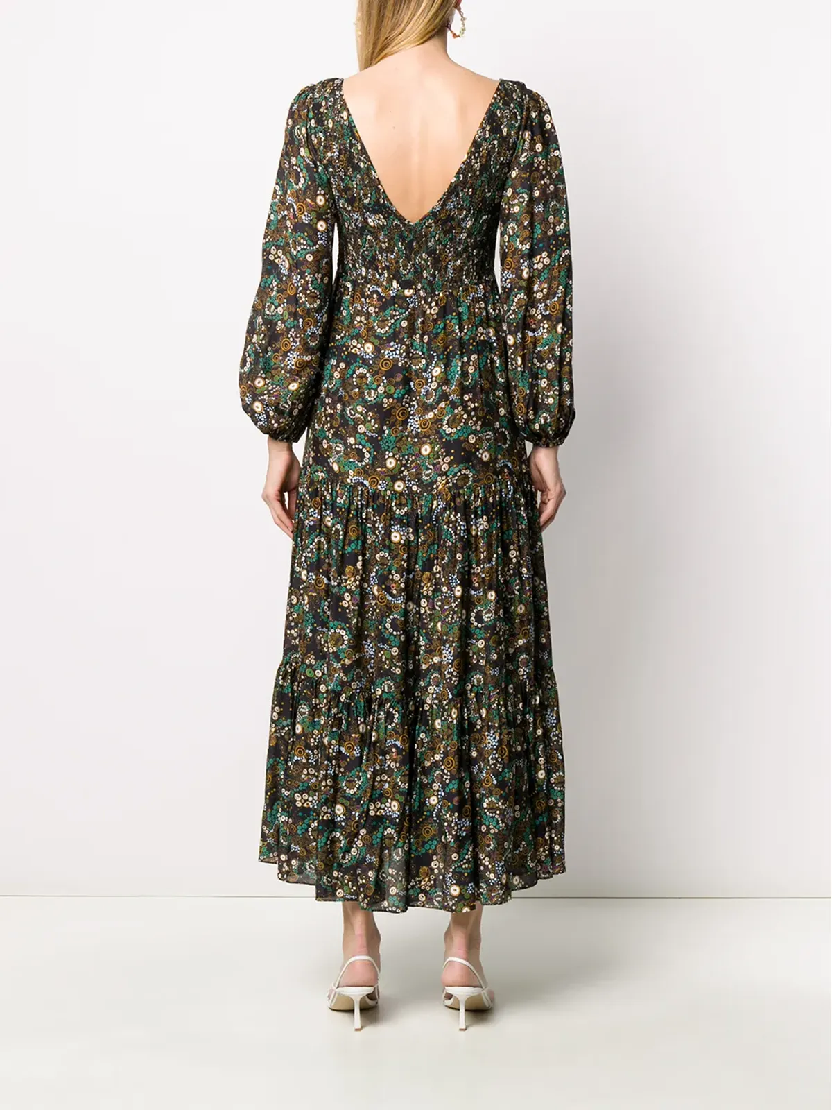 Rixo Lottie Klimt Wave-print tiered dress - Black - 画像4
