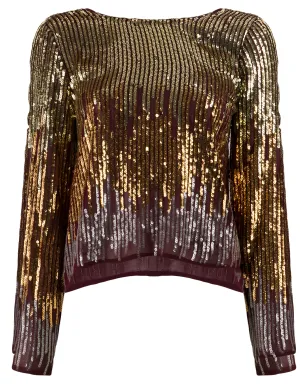 Rixo Bettina ombré sequinned blouse - Gold - サムネイル1