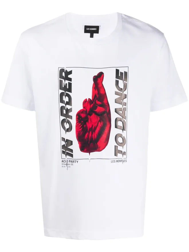 LES HOMMES LES HOMMES グラフィックプリント コットン Tシャツ（ホワイト）の商品画像