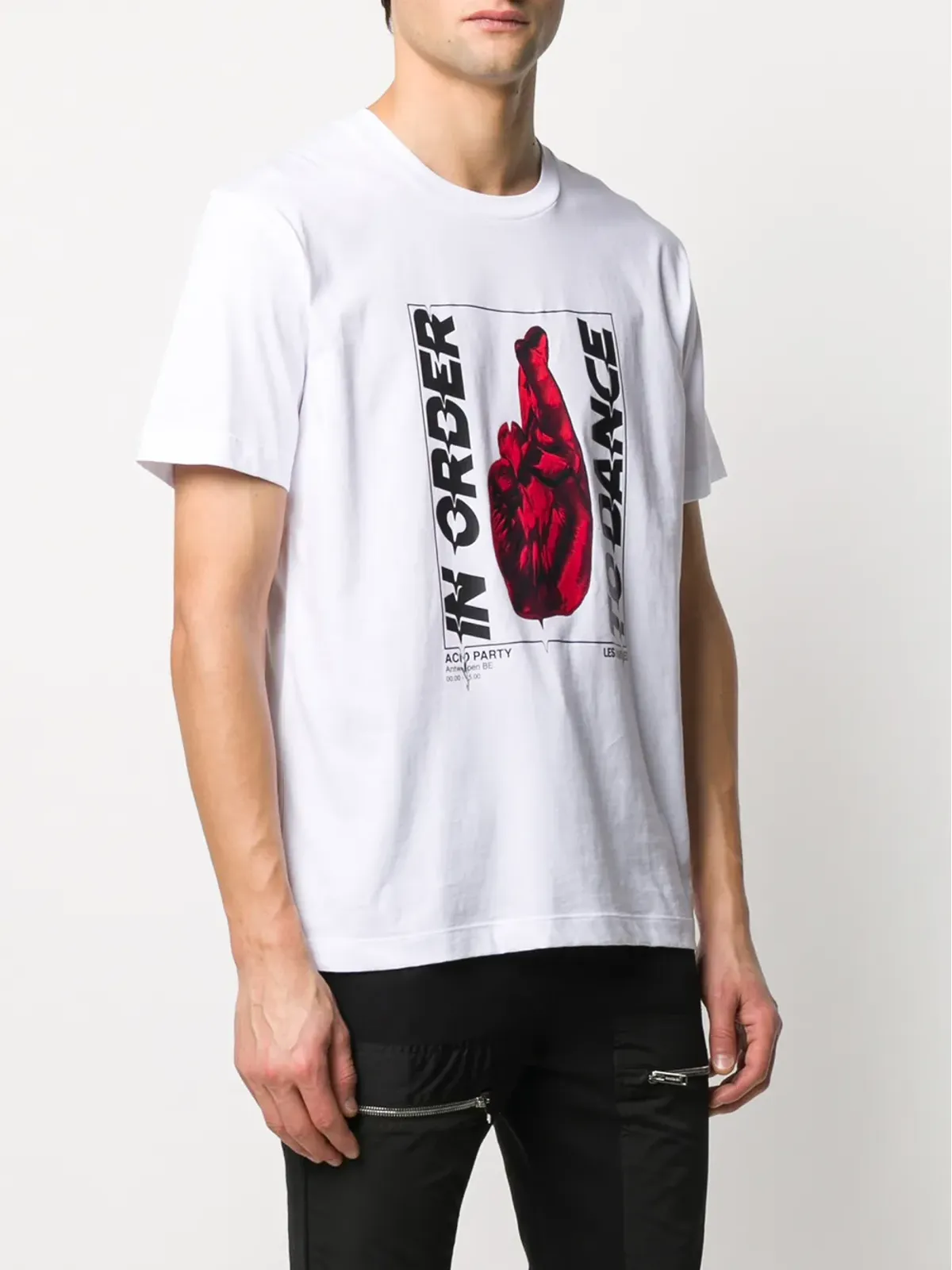 LES HOMMES グラフィックプリント コットン Tシャツ（ホワイト） - 画像3