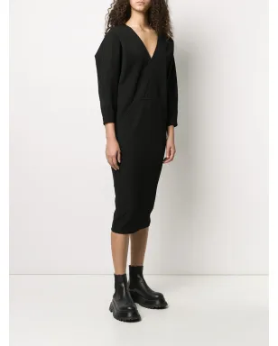 Rick Owens Vネック ミディドレス ブラック - サムネイル3
