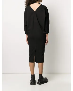 Rick Owens Vネック ミディドレス ブラック - サムネイル4