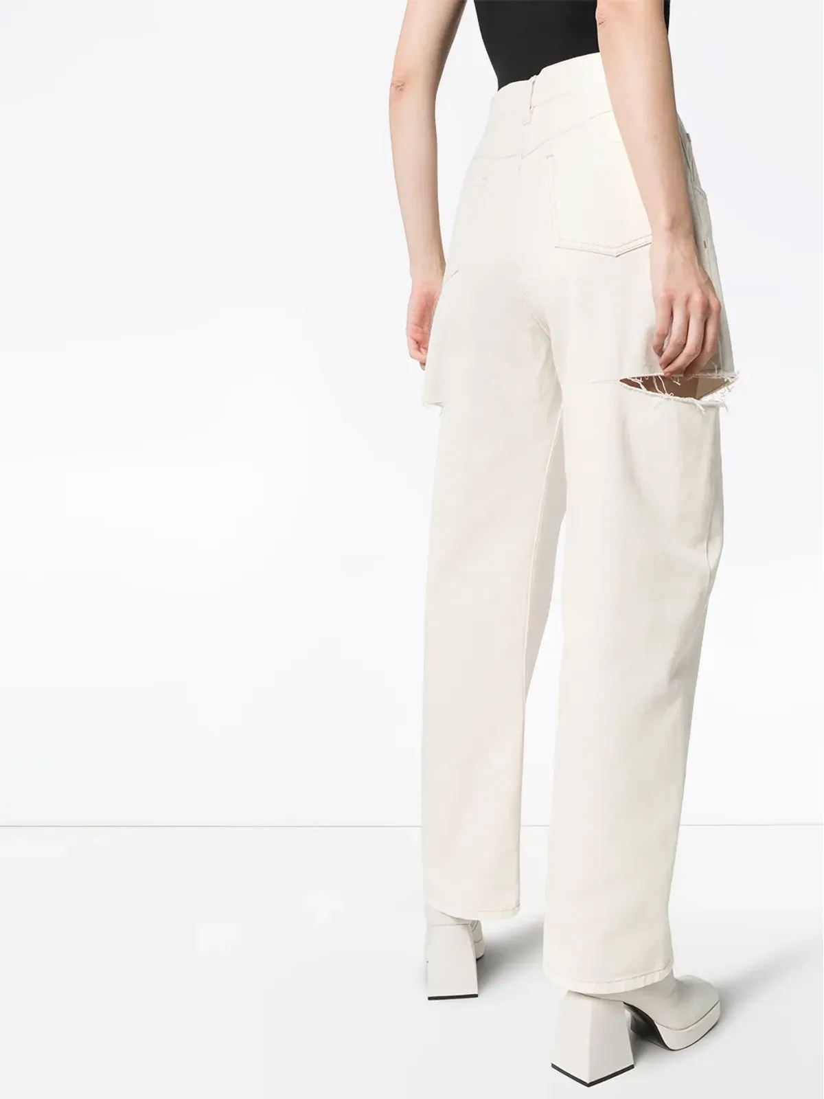 Maison Margiela ダメージ加工ストレートジーンズ - ホワイト - 画像4