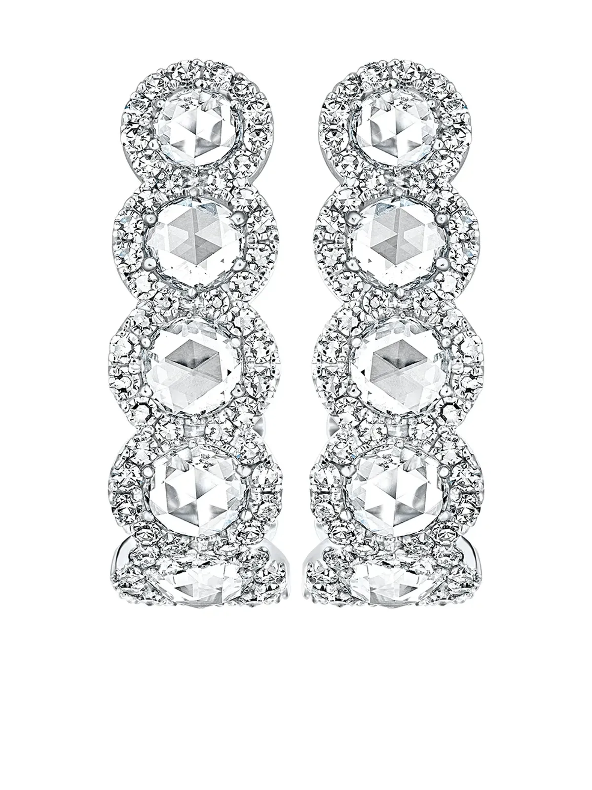 David Morris 18ktホワイトゴールド ローズカット ダイヤモンド フープピアス - 画像1
