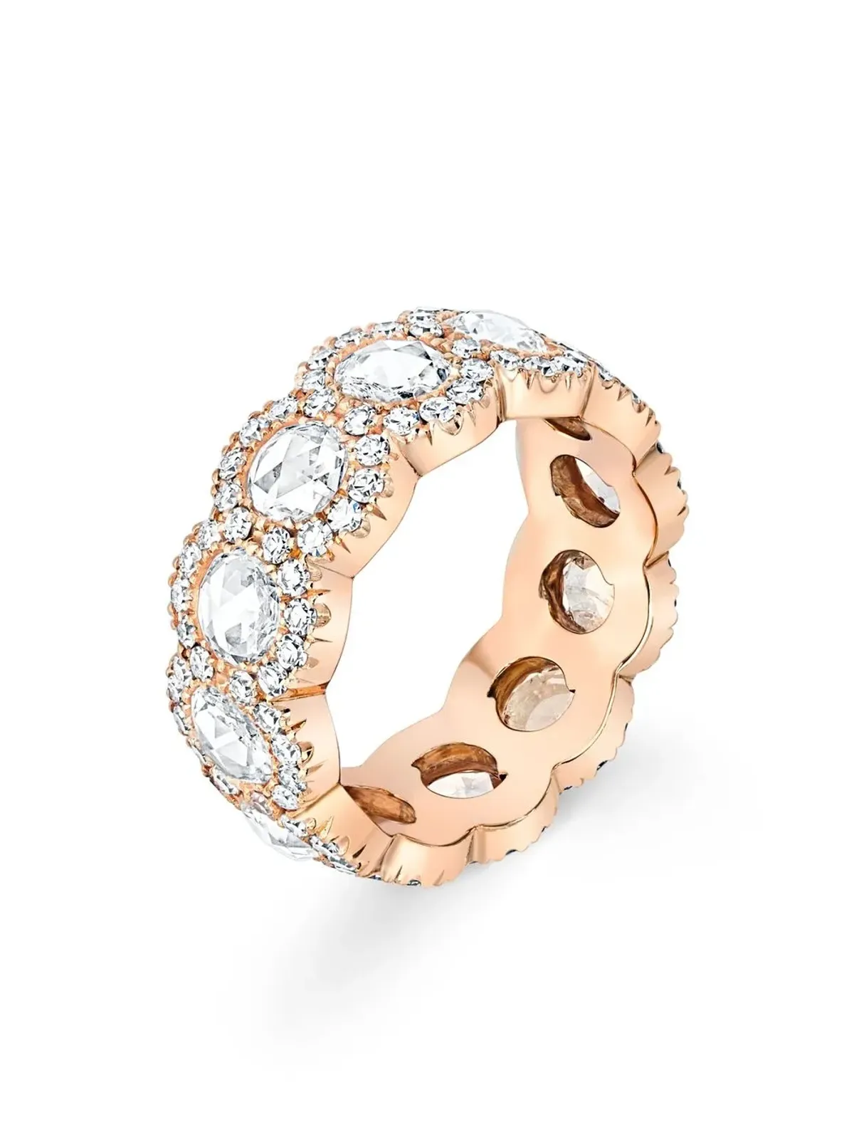 David Morris 18K ローズゴールド ローズカット・ダイヤモンド 1列 エタニティリング - ピンク - 画像3