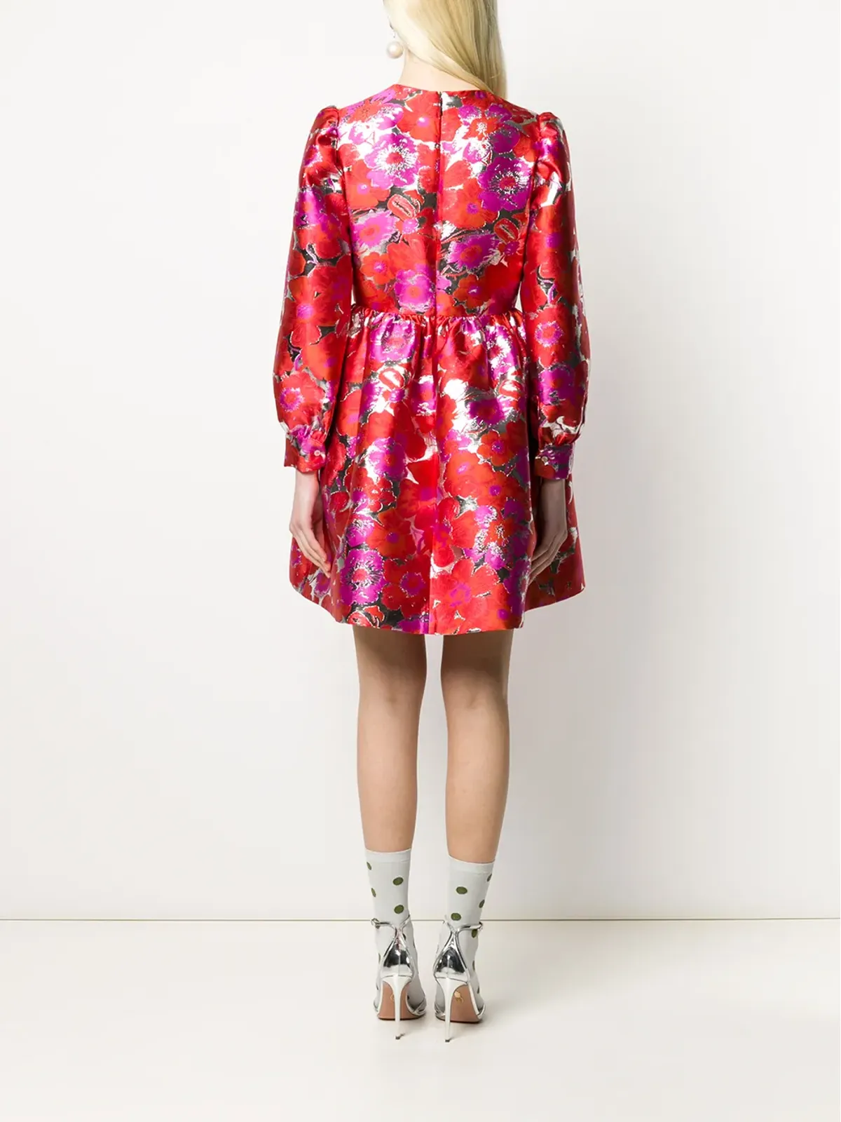 MSGM フローラルジャカード フレアドレス - 画像4