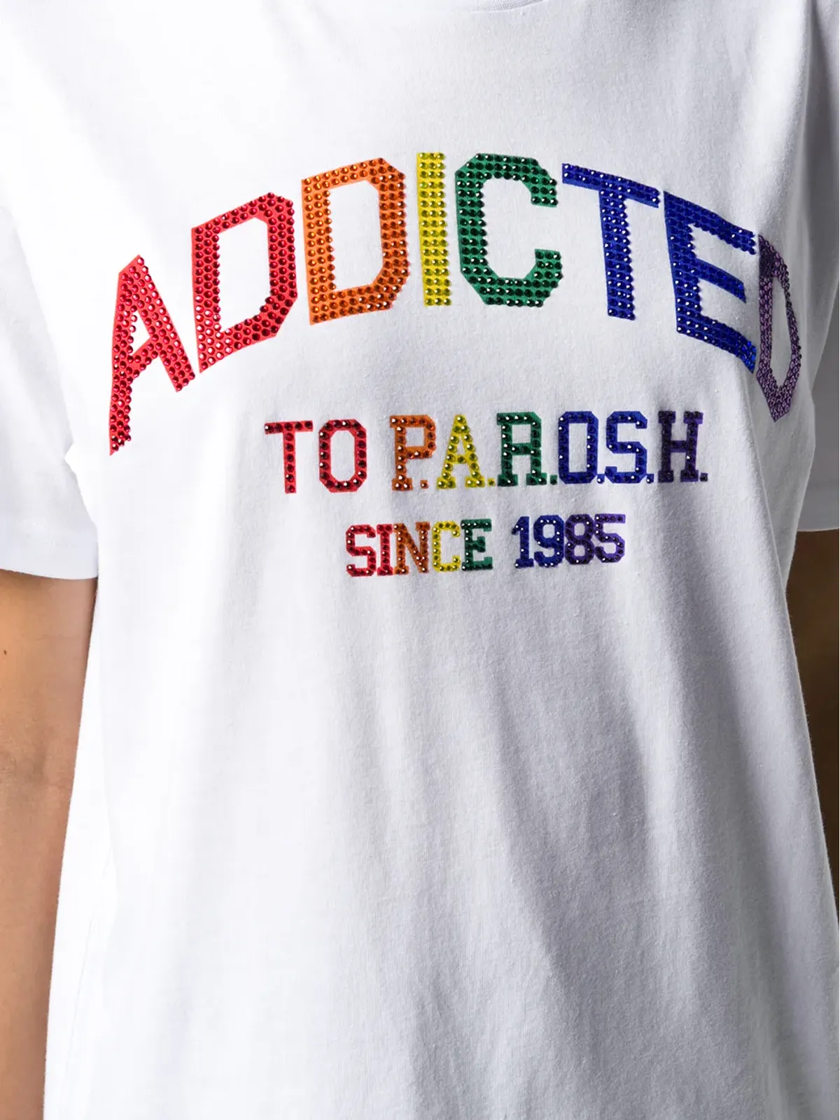 P.A.R.O.S.H. クリスタルビジュー付き クルーネックTシャツ - 画像5