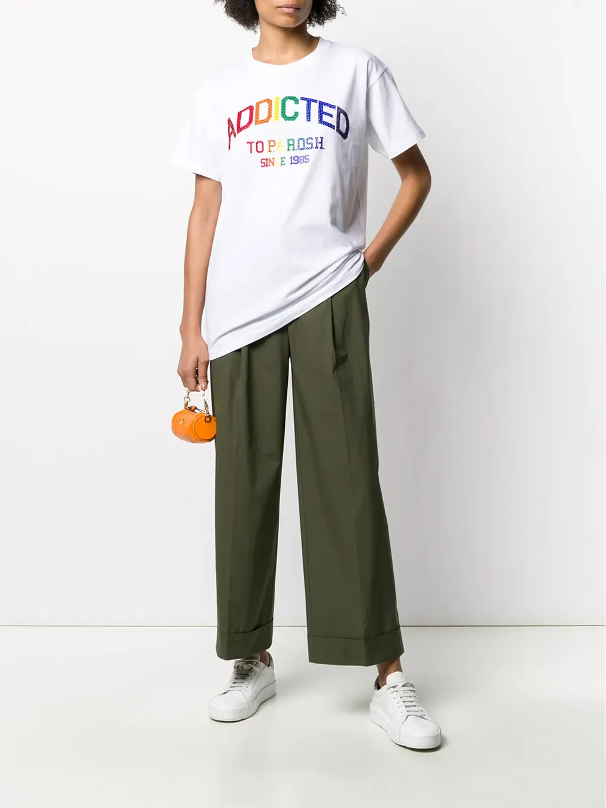 P.A.R.O.S.H. クリスタルビジュー付き クルーネックTシャツ - 画像2