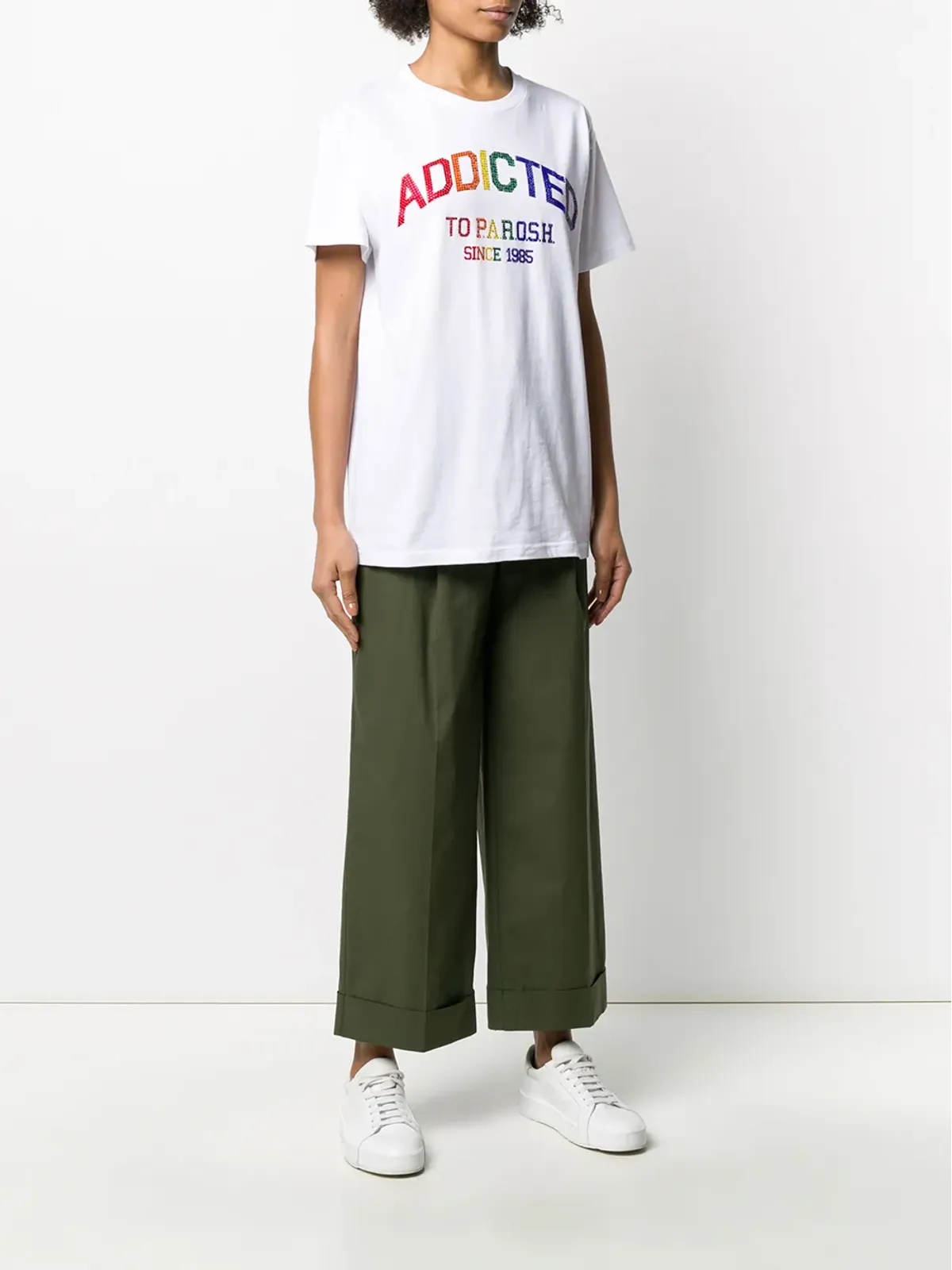 P.A.R.O.S.H. クリスタルビジュー付き クルーネックTシャツ - 画像3