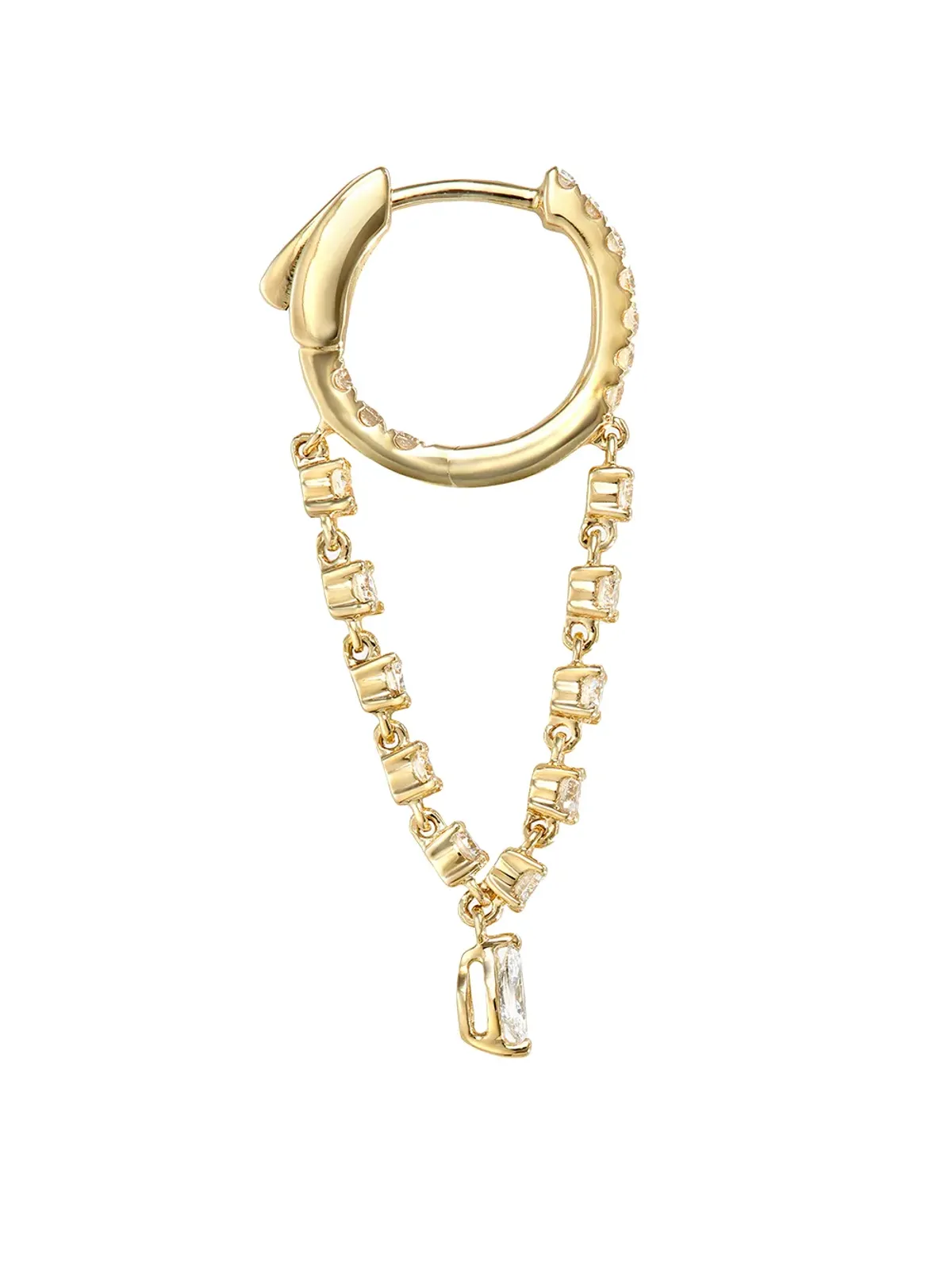 Anita Ko 18K イエローゴールド Sienna ダイヤモンド ドロップ・ハギー・フープ イヤリング - 画像2