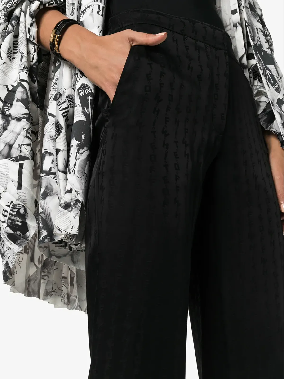 Off-White アルファベット柄ワイドレッグパンツ - ブラック - 画像5