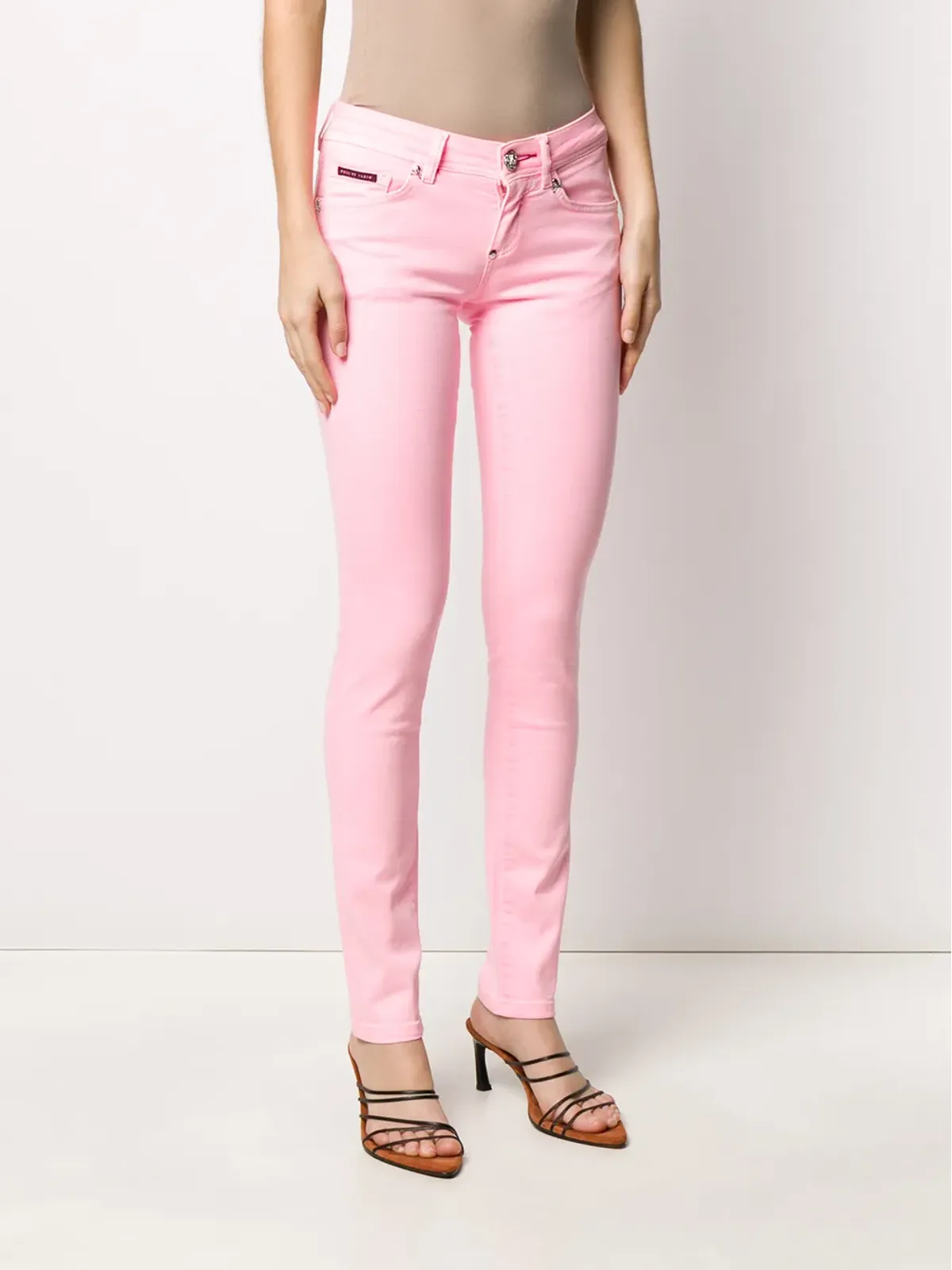 Philipp Plein ピンクのミッドライズスキニージーンズ - 画像3