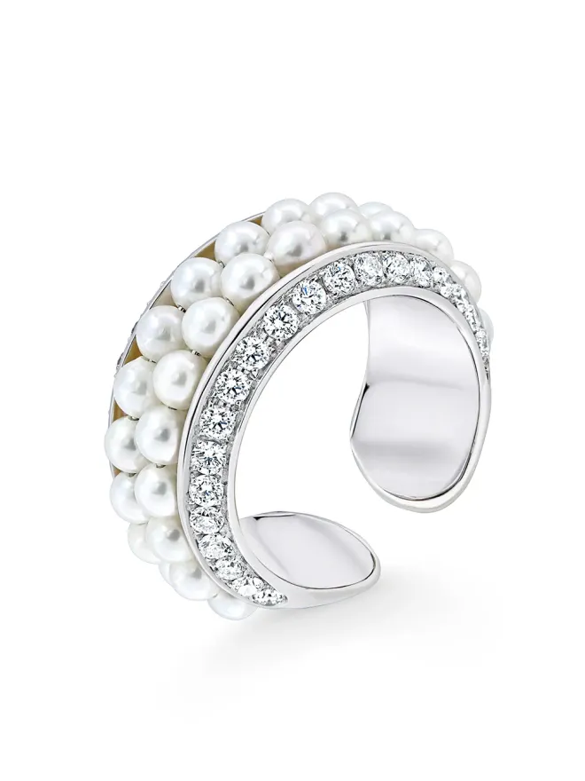David Morris David Morris 18K ホワイトゴールド ダイヤモンド ダブルロウ リングの商品画像