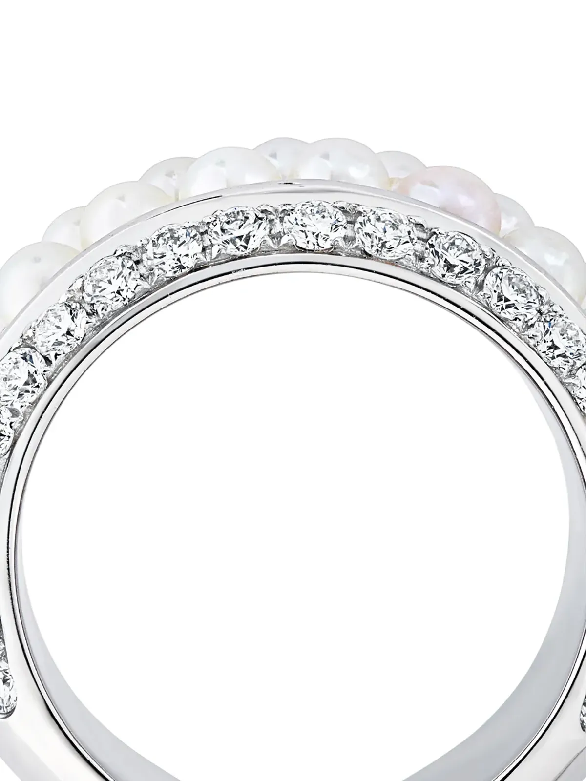 David Morris 18K ホワイトゴールド ダイヤモンド ダブルロウ リング - 画像4