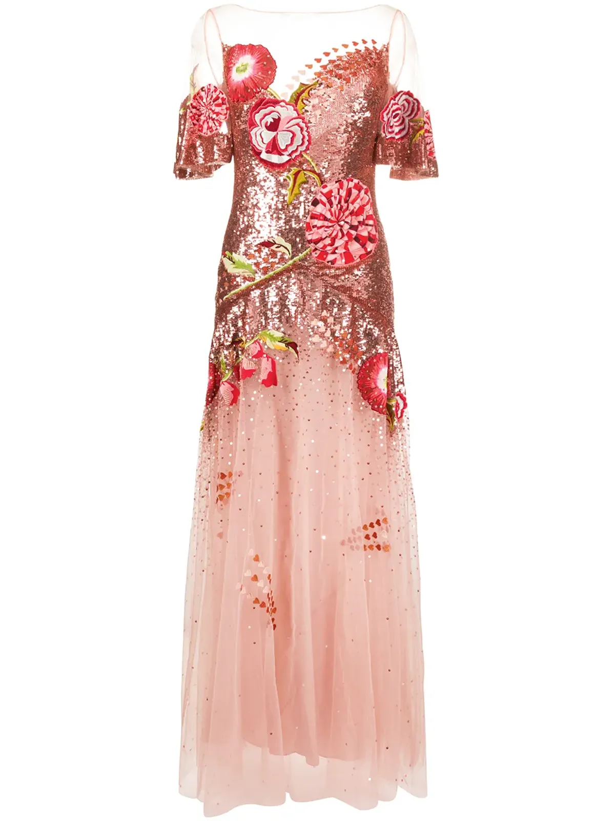 Temperley London フローラル刺繍スパンコール付きチュールガウン - 画像1