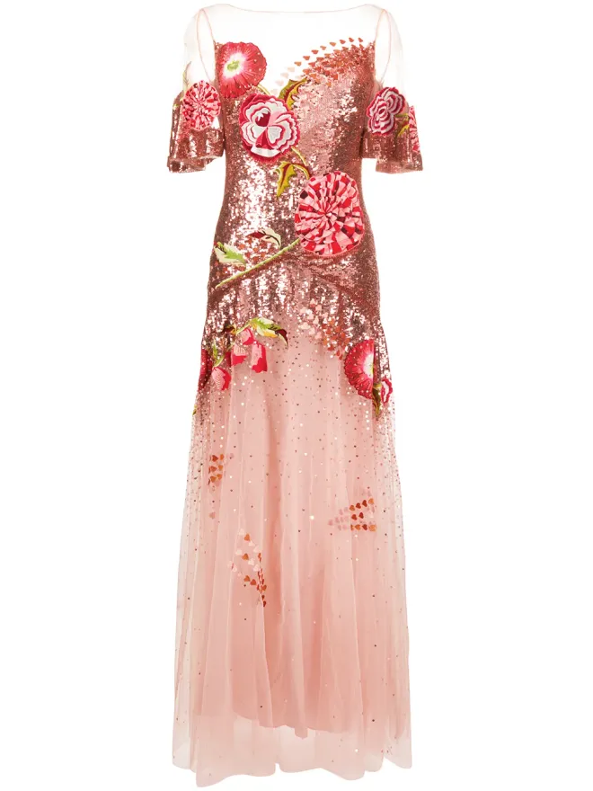 Temperley London Temperley London フローラル刺繍スパンコール付きチュールガウンの商品画像