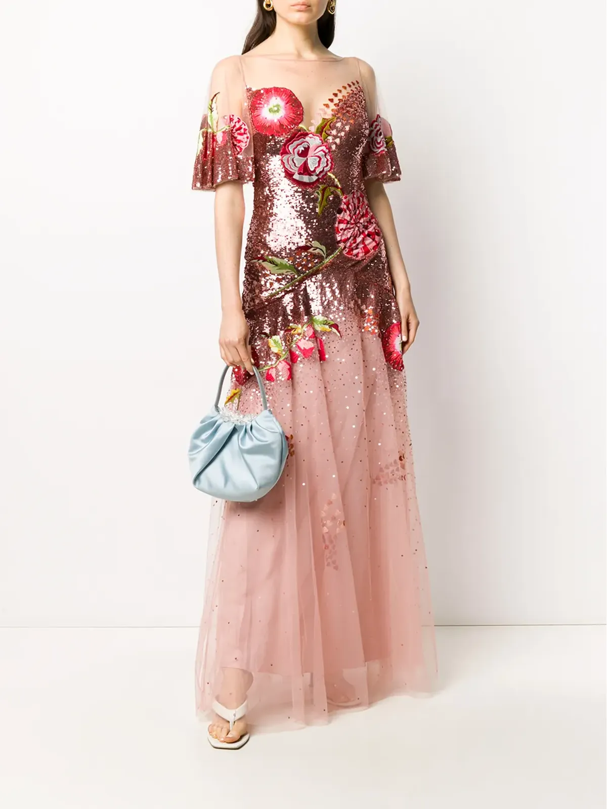 Temperley London フローラル刺繍スパンコール付きチュールガウン - 画像2