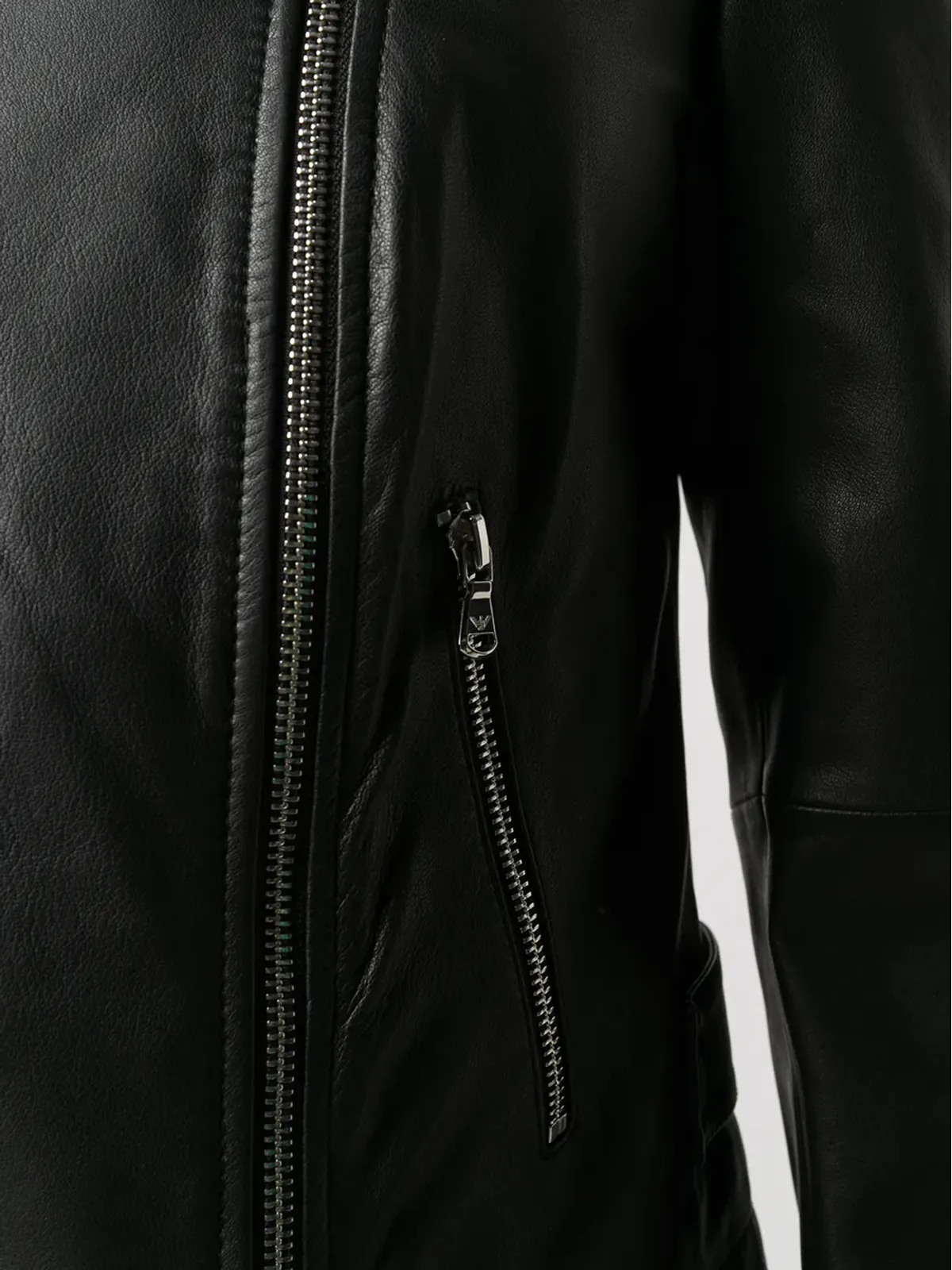 Emporio Armani ジップ付きバイカージャケット（ブラック） - 画像5