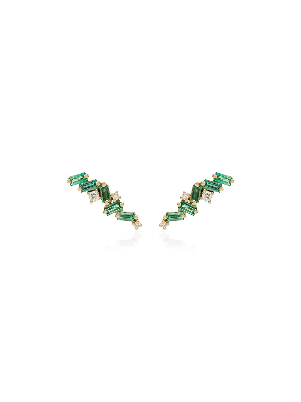 Suzanne Kalan エメラルドとダイヤモンドのスタッドピアス - 画像1