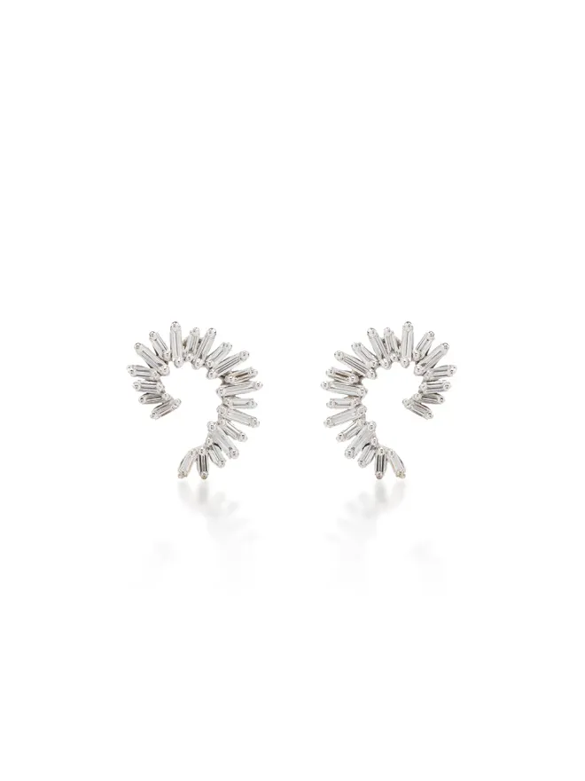 Suzanne Kalan Suzanne Kalan 18Kホワイトゴールド ダイヤモンド バゲット・スパイラル イヤリングの商品画像
