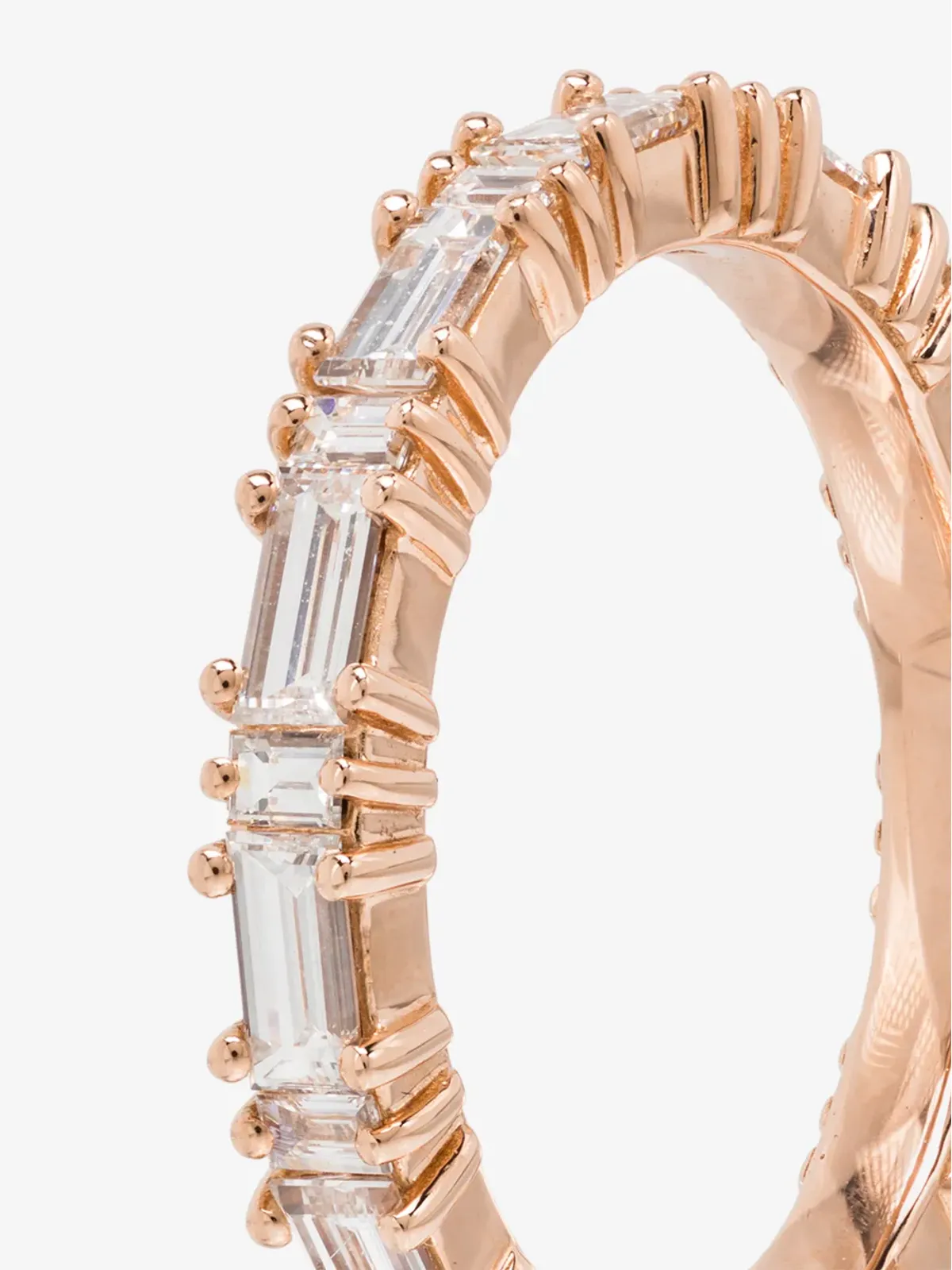 Suzanne Kalan 18K ローズゴールド 水平 バゲットカット ダイヤモンド リング - ピンク - 画像3