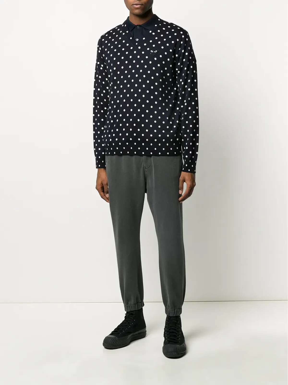 Comme Des Garçons ポルカドット柄 Vネックセーター - 画像2