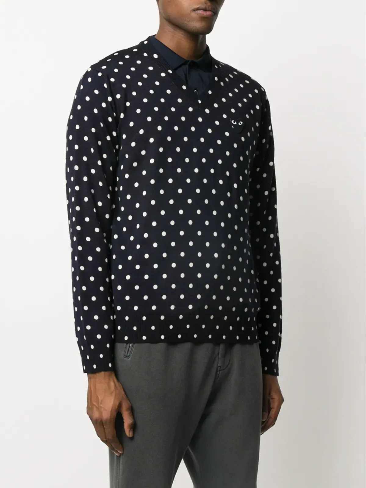 Comme Des Garçons ポルカドット柄 Vネックセーター - 画像3