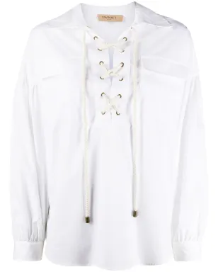 TWINSET レースアップ・ルーズフィット・ブラウス - サムネイル1