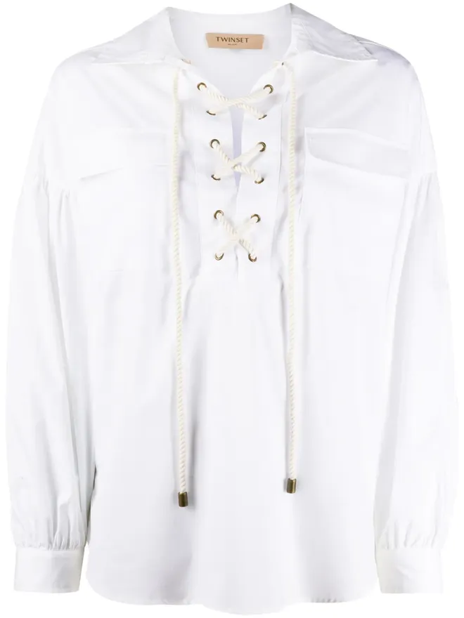 TWINSET TWINSET レースアップ・ルーズフィット・ブラウスの商品画像