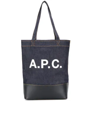 A.P.C. ロゴプリント デニム トート - ブルー - サムネイル1