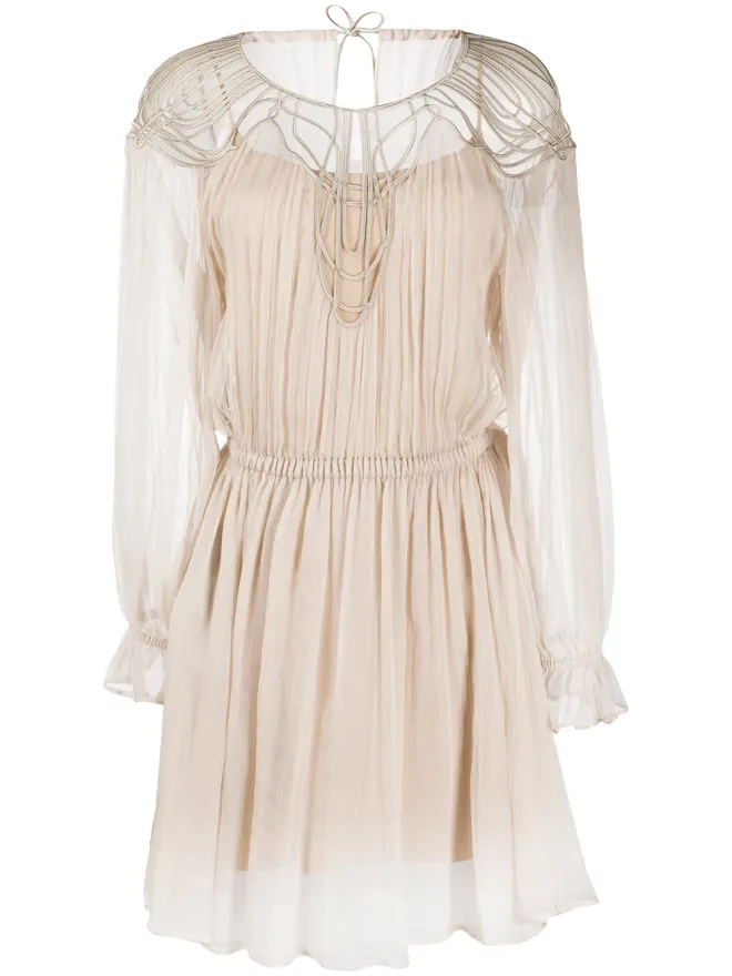 Alberta Ferretti Alberta Ferretti 長袖シアーチェストパネルドレスの商品画像
