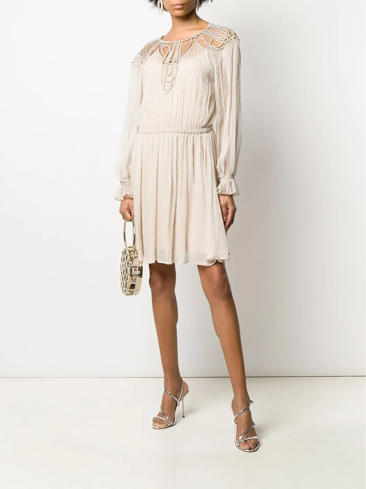 Alberta Ferretti 長袖シアーチェストパネルドレス - 画像2