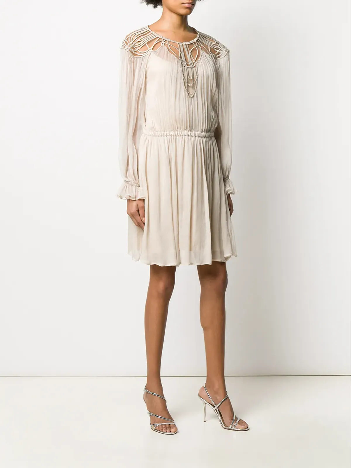 Alberta Ferretti 長袖シアーチェストパネルドレス - 画像3