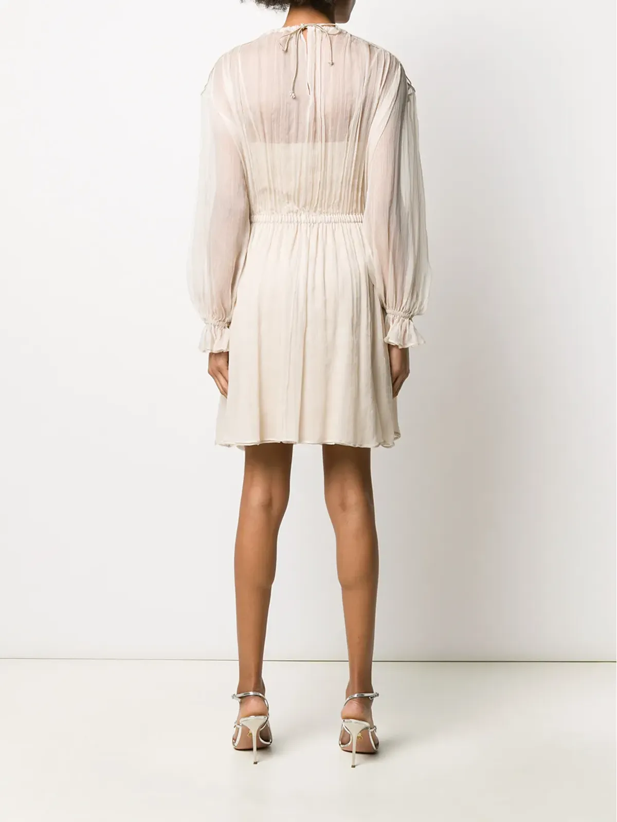 Alberta Ferretti 長袖シアーチェストパネルドレス - 画像4
