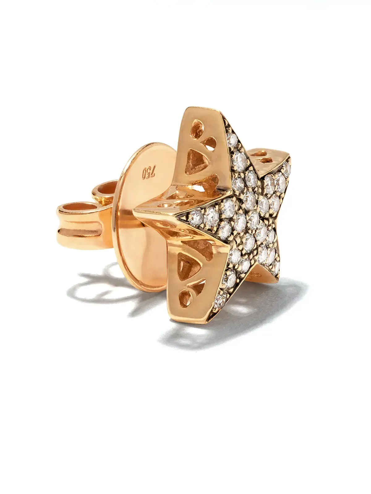 Selim Mouzannar ローズゴールド 18K ダイヤモンド スター 片耳ピアス - 画像3