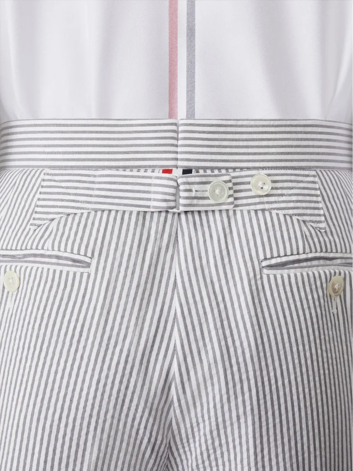 Thom Browne ストライプ柄シアサッカーショーツ - 画像5