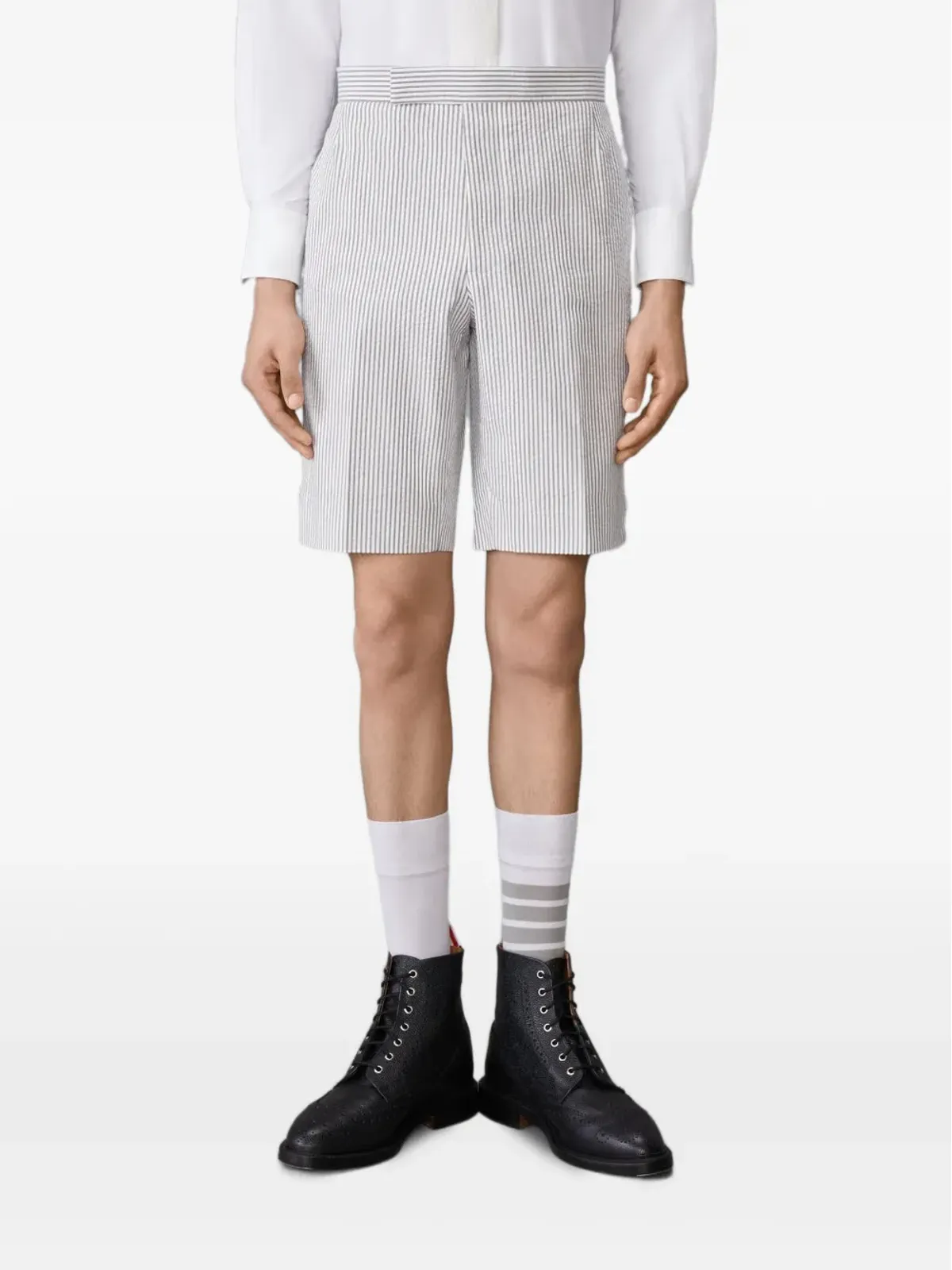 Thom Browne ストライプ柄シアサッカーショーツ - 画像3