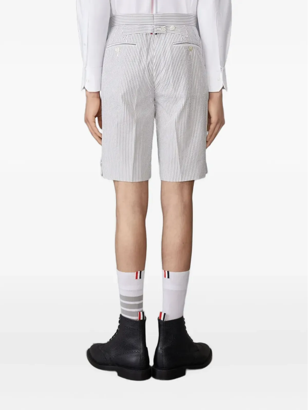 Thom Browne ストライプ柄シアサッカーショーツ - 画像4
