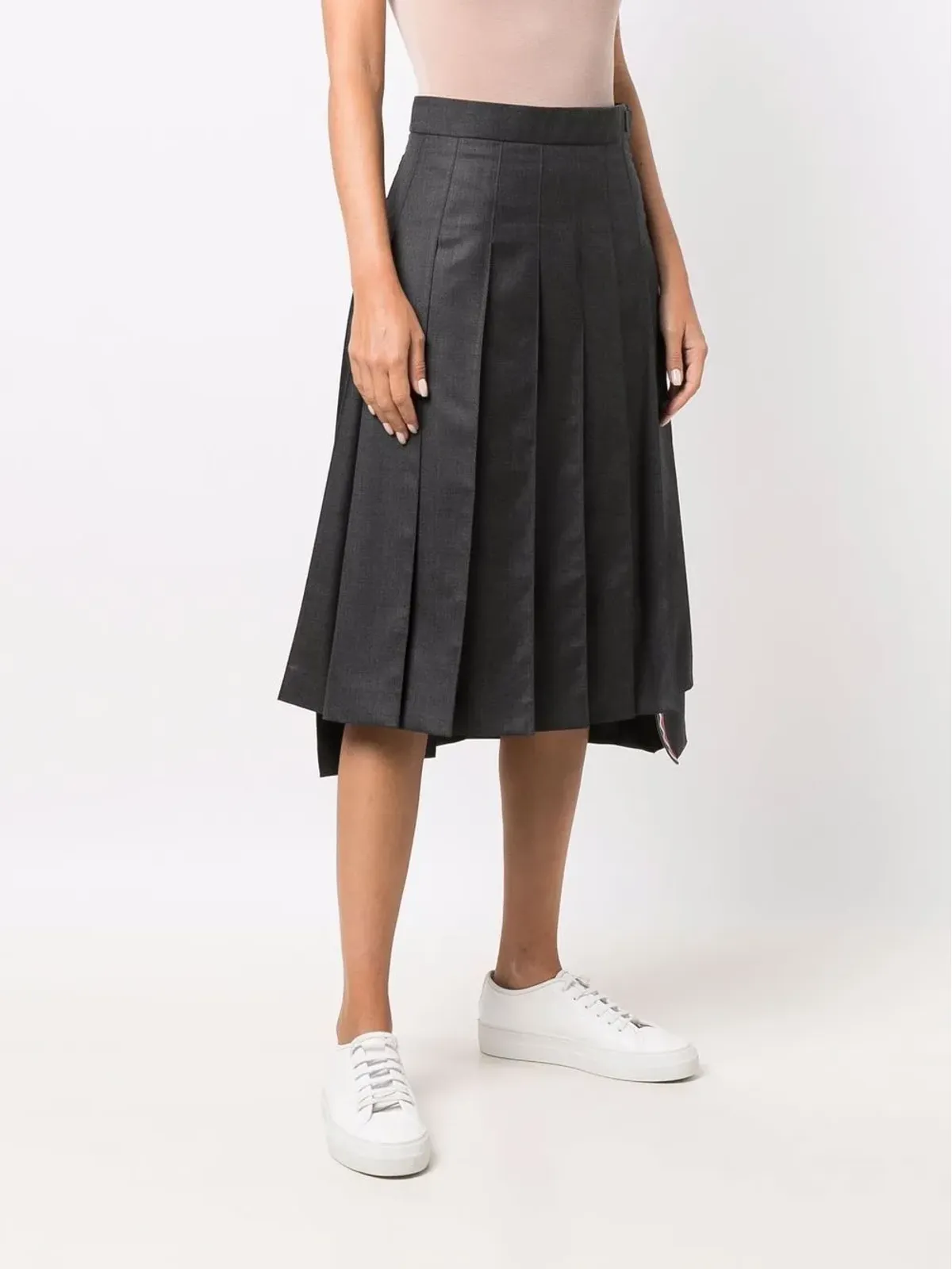 Thom Browne ダークグレー 膝下丈プリーツスカート - 画像3