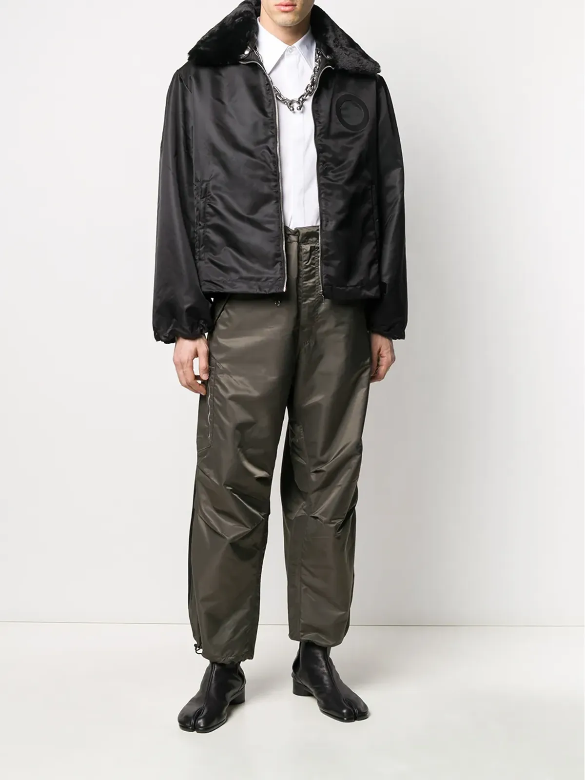 Random Identities wide collar padded jacket - Black - 画像2