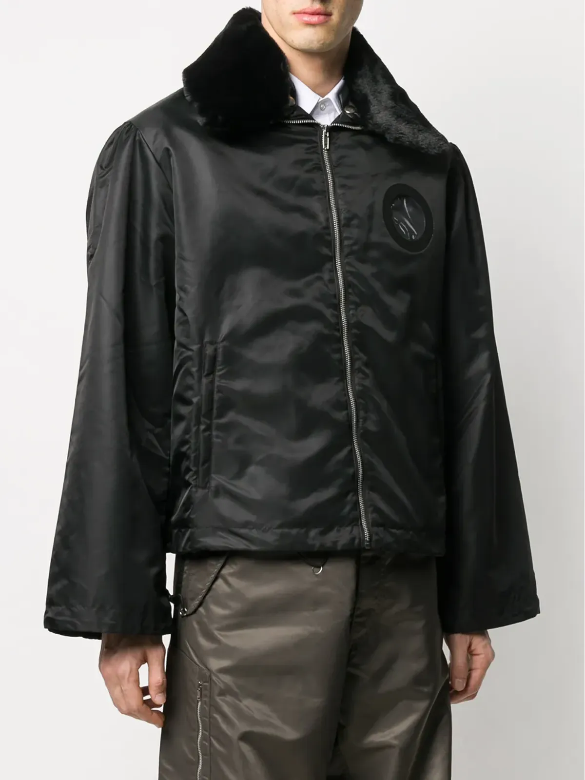 Random Identities wide collar padded jacket - Black - 画像3