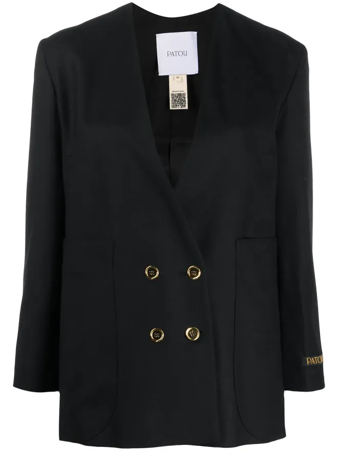 Patou Patou ノーカラーダブルブレストブレザーの商品画像